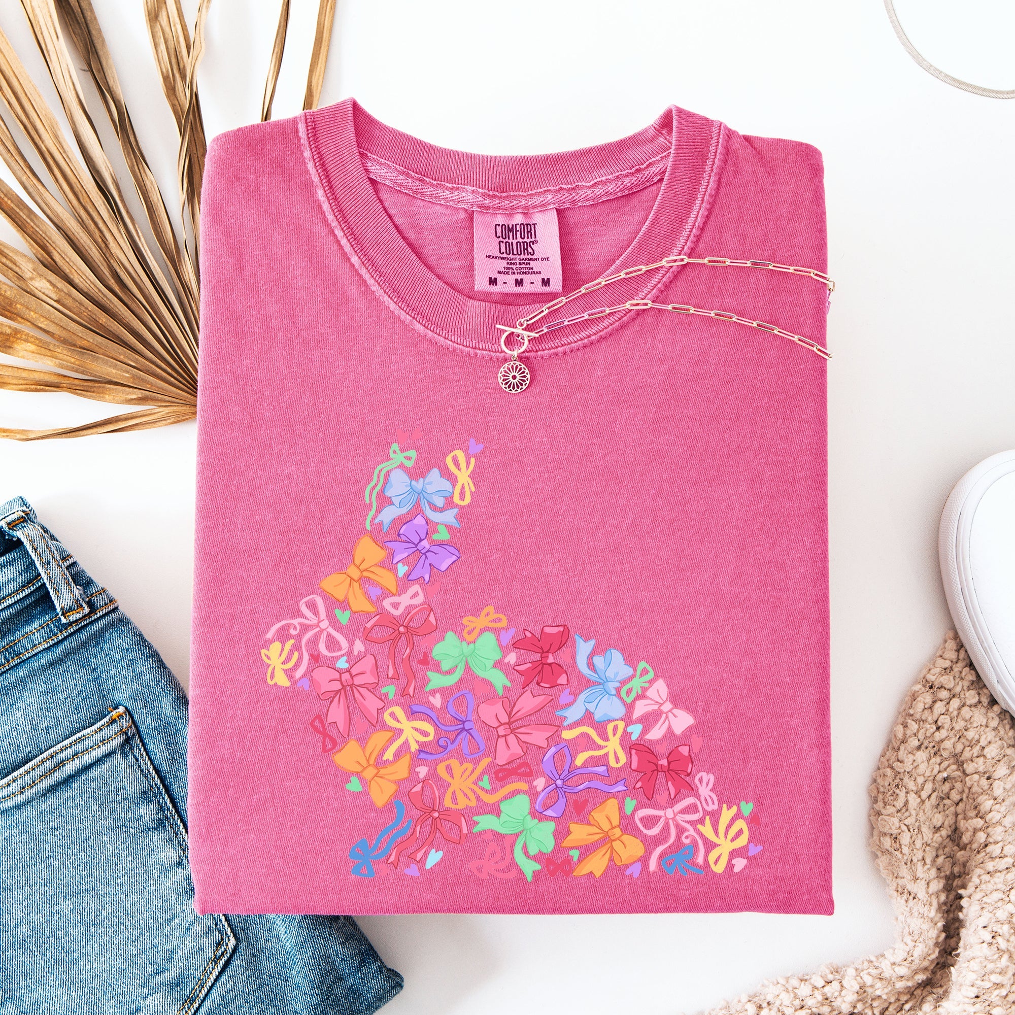 Colorful Ribbons Easter Bunny Jesus Holiday Scene With Classic Religious Imagery Comfort Colors Tee