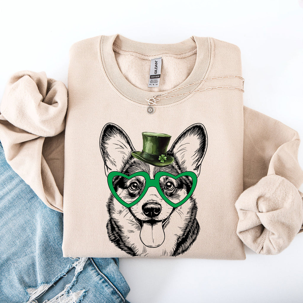 Corgi Adorable Dog St Patrick's Day Lucky Irish Celtic Clover Edition Sweatshirt