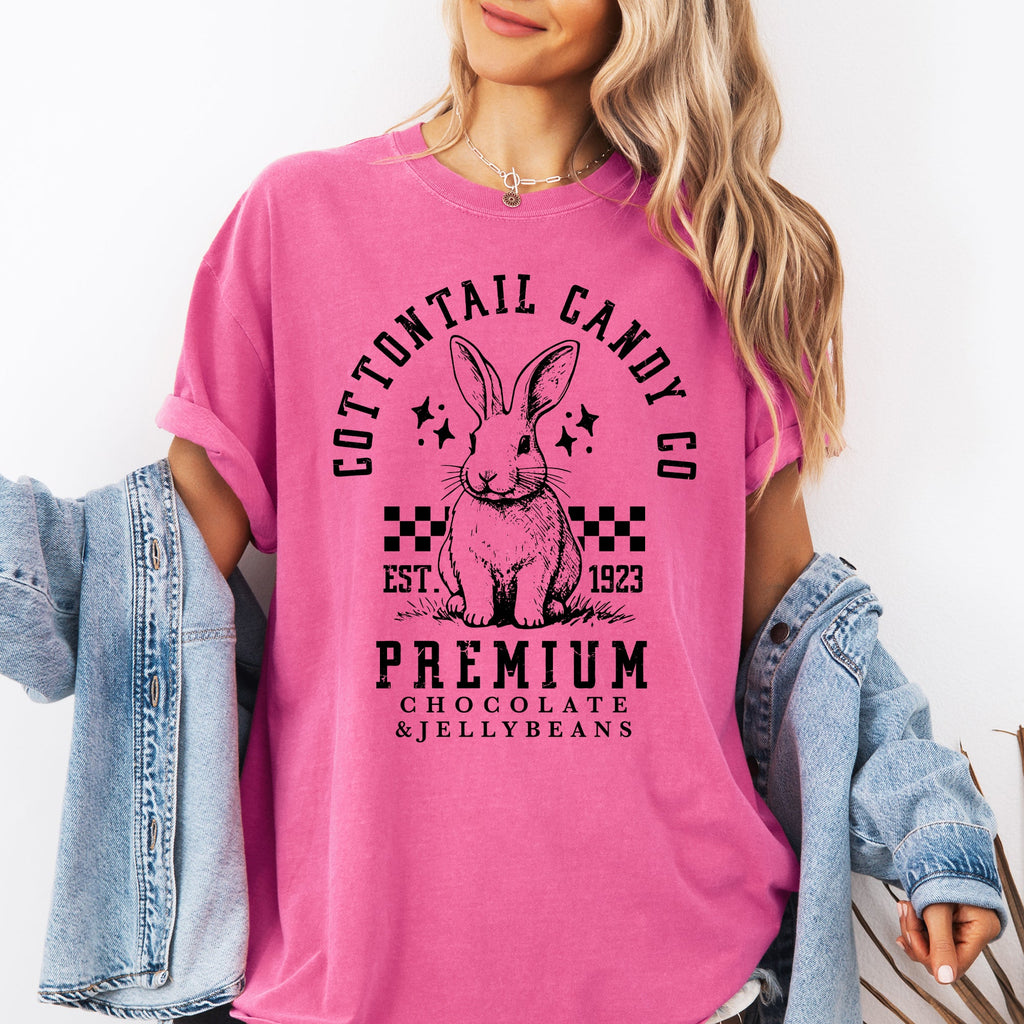 Cottontail Candy Easter Bunny Jesus Rabbit Holiday Celebration Theme Comfort Colors Tee