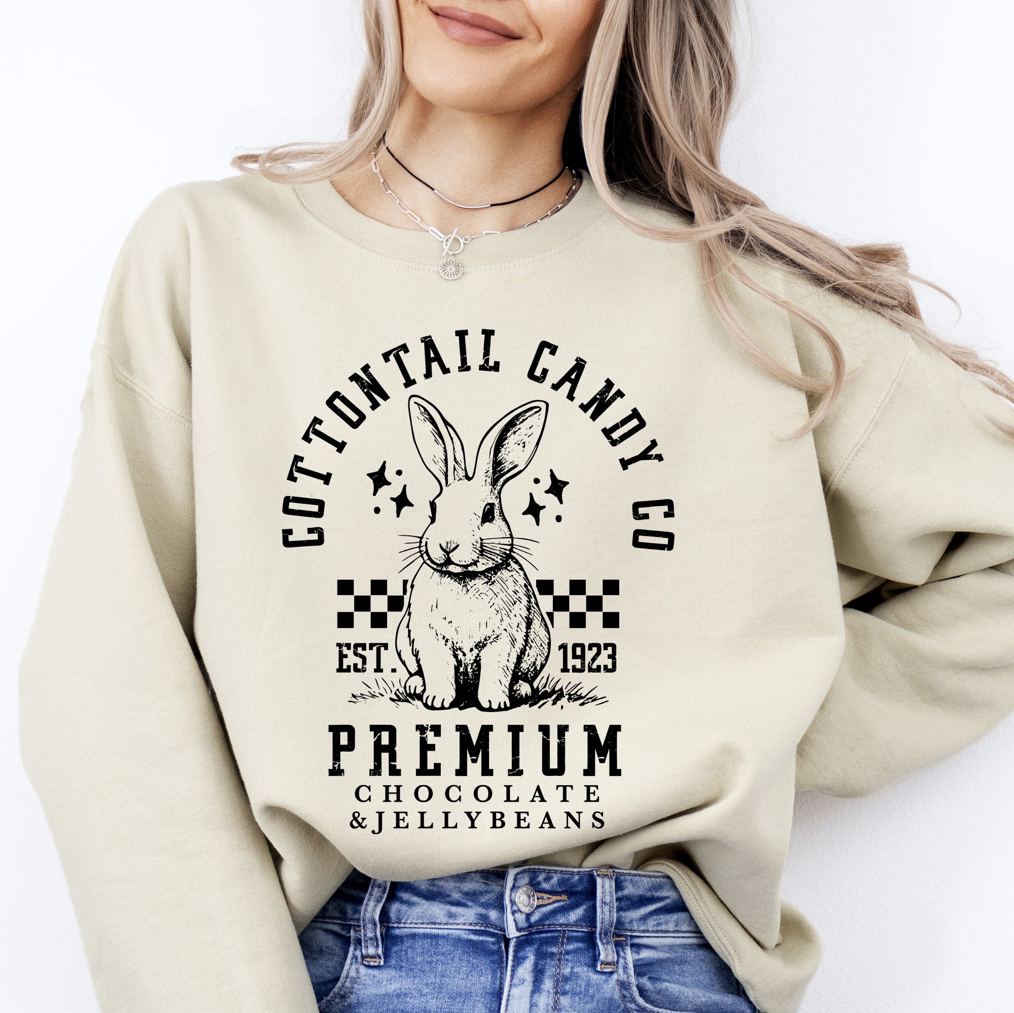 Cottontail Candy Easter Bunny Jesus Rabbit Holiday Celebration Scripture Verse Sweatshirt