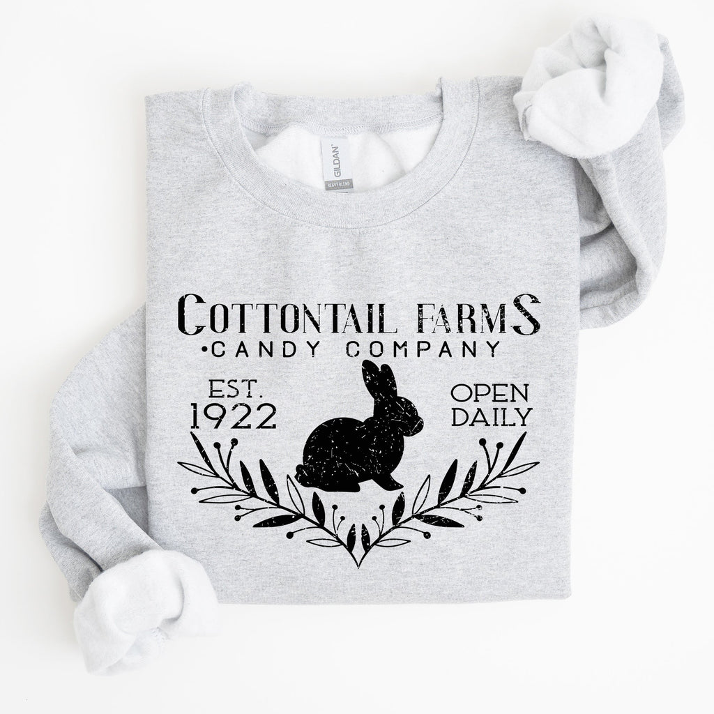 Cottontail Farms Candy Company Retro Sign Easter Candy Shop Display Vintage Style Sweatshirt