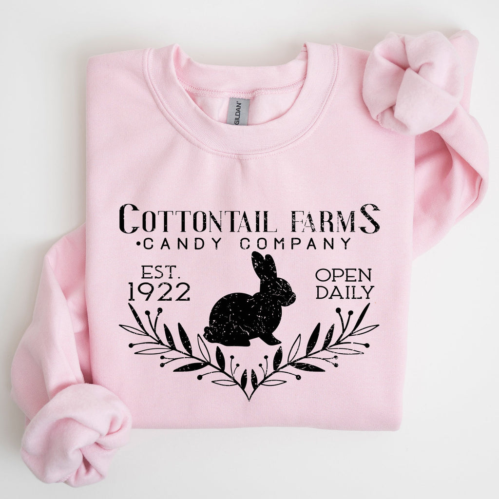 Cottontail Farms Candy Company Retro Sign Easter Candy Shop Display Vintage Style Sweatshirt