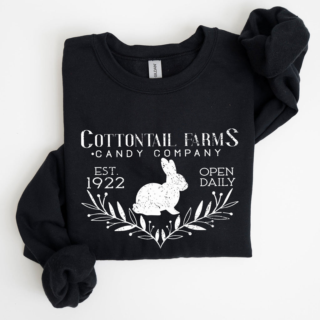 Cottontail Farms Candy Company Retro Sign Easter Candy Shop Display Vintage Style Sweatshirt