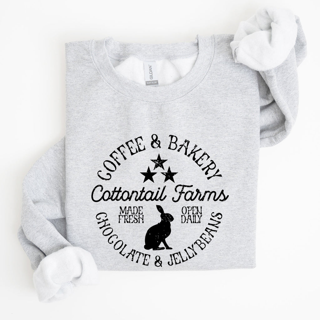 Cottontail Farms Easter Coffee And Bakery Retro Sign Vintage Holiday Theme Sweatshirt
