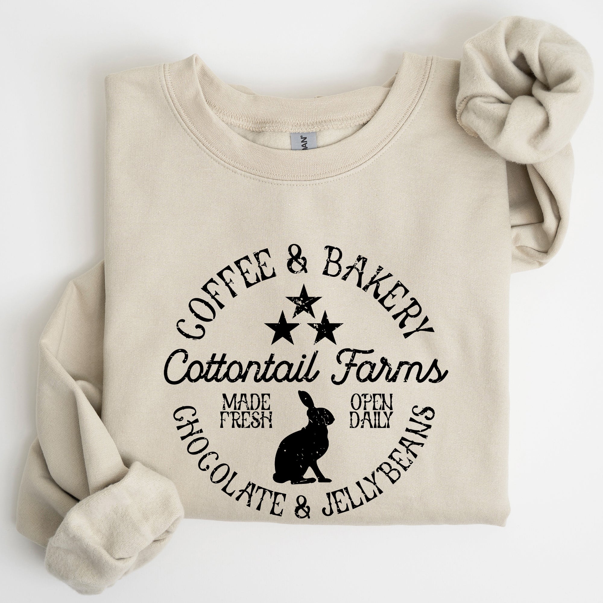 Cottontail Farms Easter Coffee And Bakery Retro Sign Vintage Holiday Theme Sweatshirt