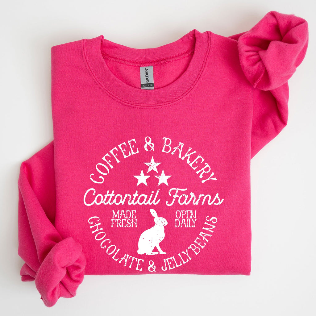 Cottontail Farms Easter Coffee And Bakery Retro Sign Vintage Holiday Theme Sweatshirt