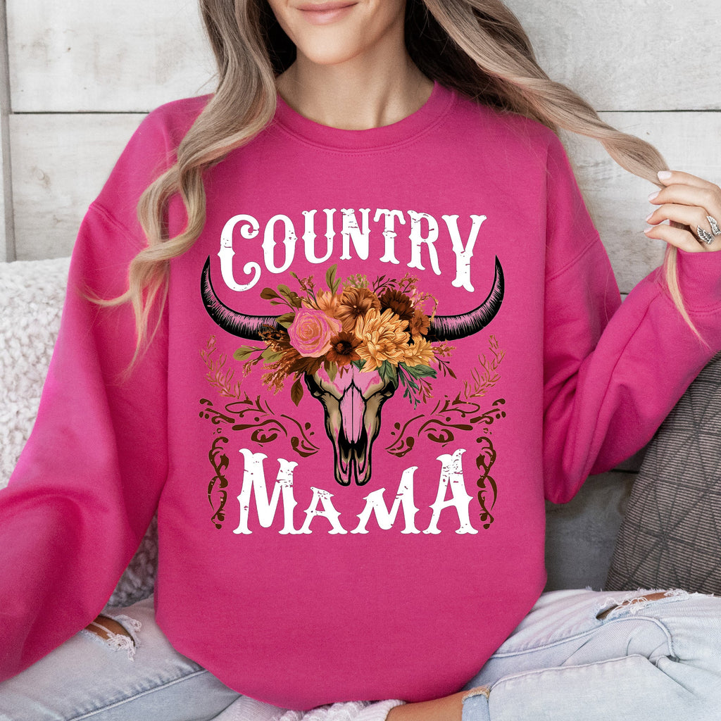Country Mama Skull Western Country Living Mother's Day Edition Graphic Sweatshirt