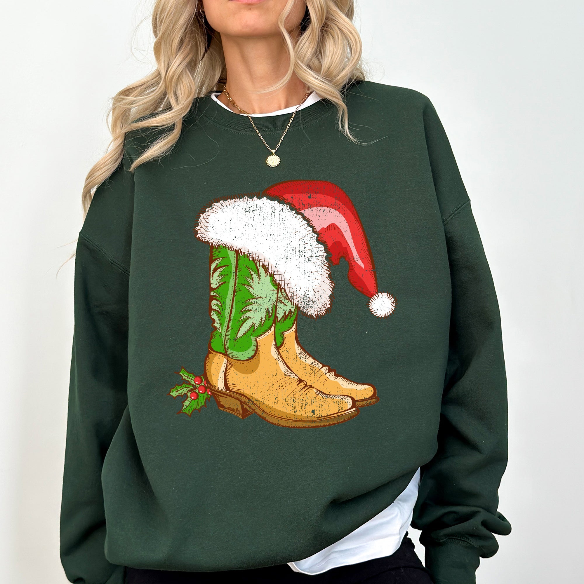 Cowboy Boots Christmas Santa Country Western Xmas Holiday Edition Limited Sweatshirt
