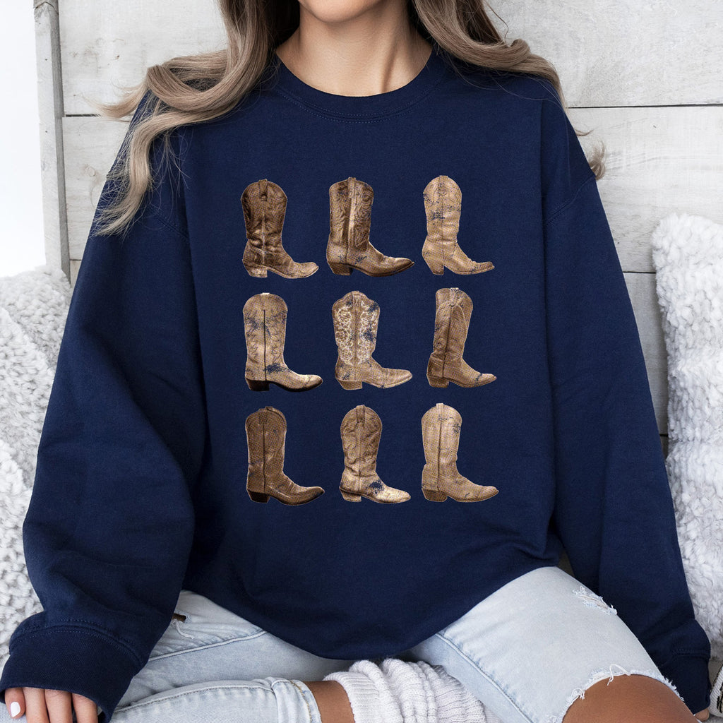 Cowboy Boots Western Retro Vintage Country Western Frontier Rustic Heritage Graphic Sweatshirt