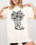Cowboy Boots And Flowers, Cowgirl, Western, Retro Vibe, Rustic Flair, Western Americana Comfort Colors Tee