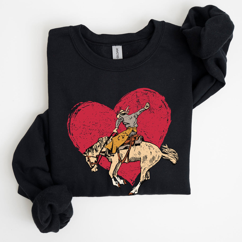 Cowboy Heart Western County Valentine's Day Love Story Rustic Cowboy Theme Sweatshirt