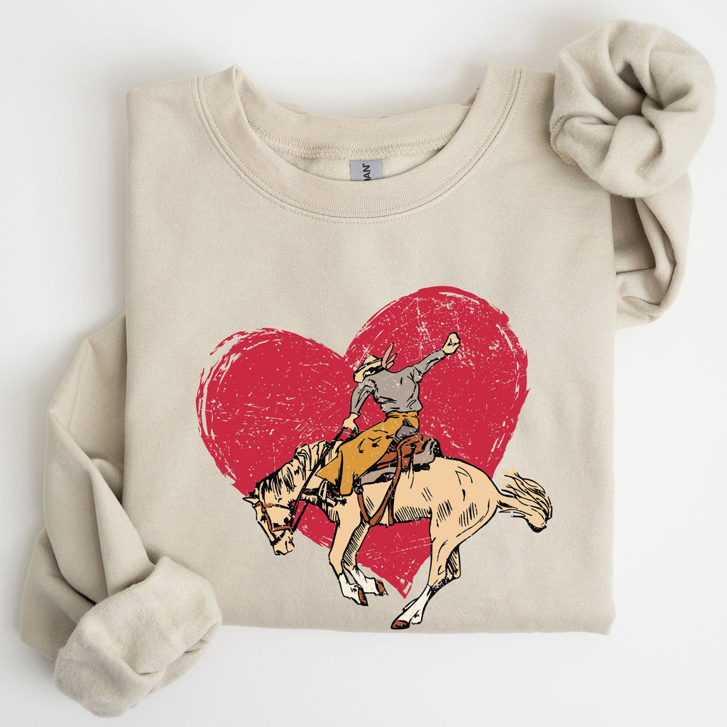 Cowboy Heart Western County Valentine's Day Love Story Rustic Cowboy Theme Sweatshirt
