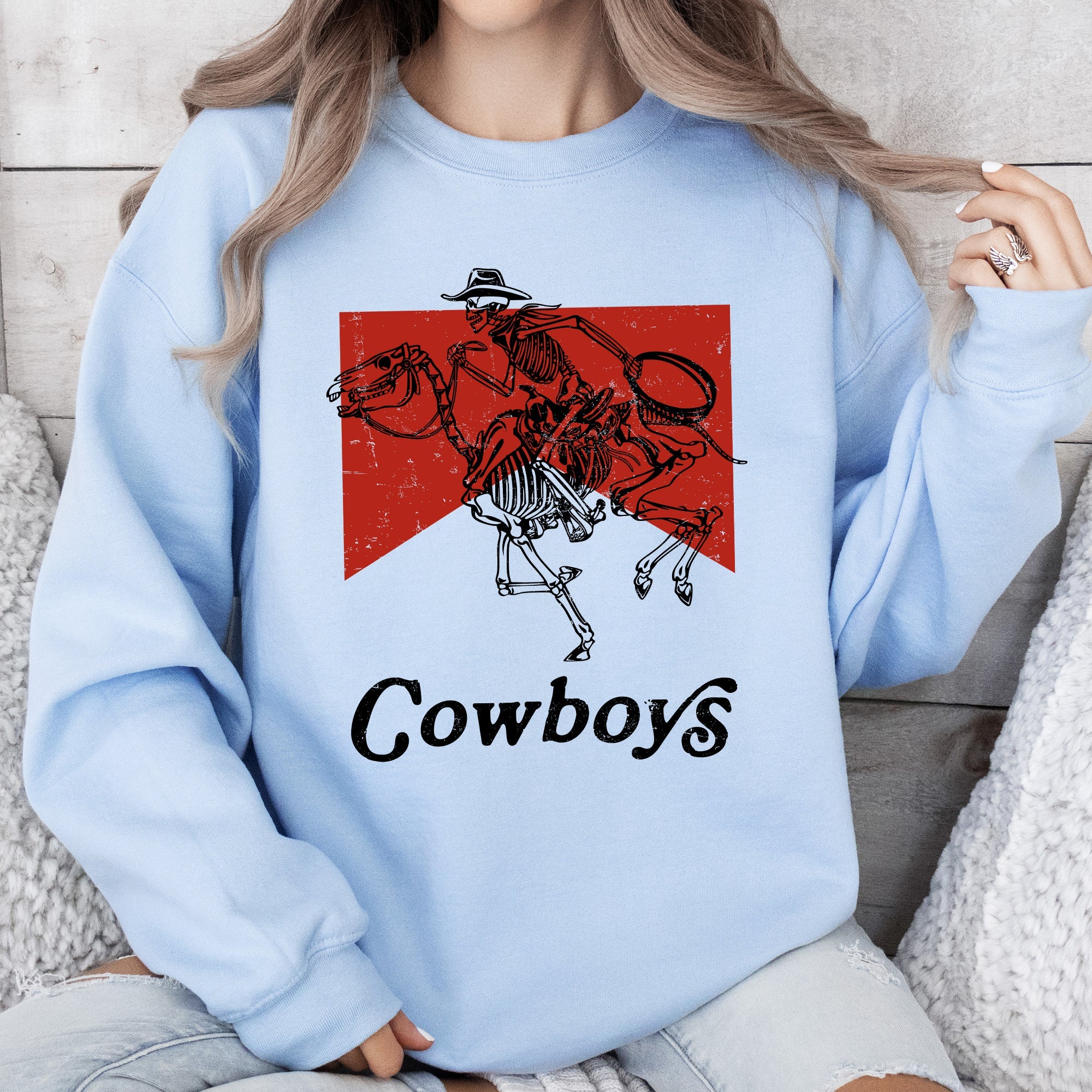 Cowboy Killer Skeleton Horse Cowgirl Western Graphic Limited Edition Premium Sweatshirt