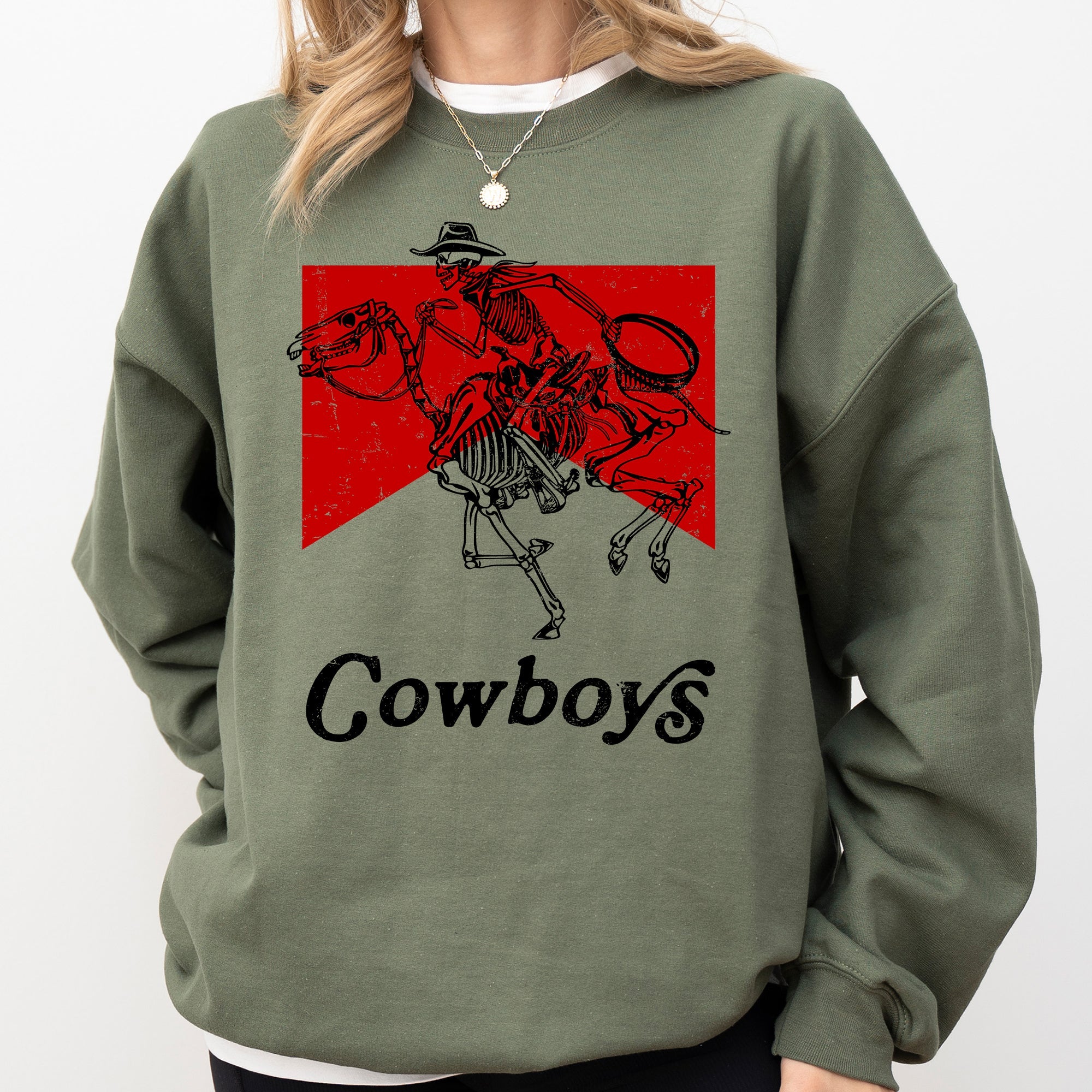 Cowboy Killer Skeleton Horse Cowgirl Western Graphic Limited Edition Premium Sweatshirt