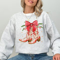 Cowgirl Boots Cowboy Bows Mistletoe Christmas Santa Country Western Style Sweatshirt