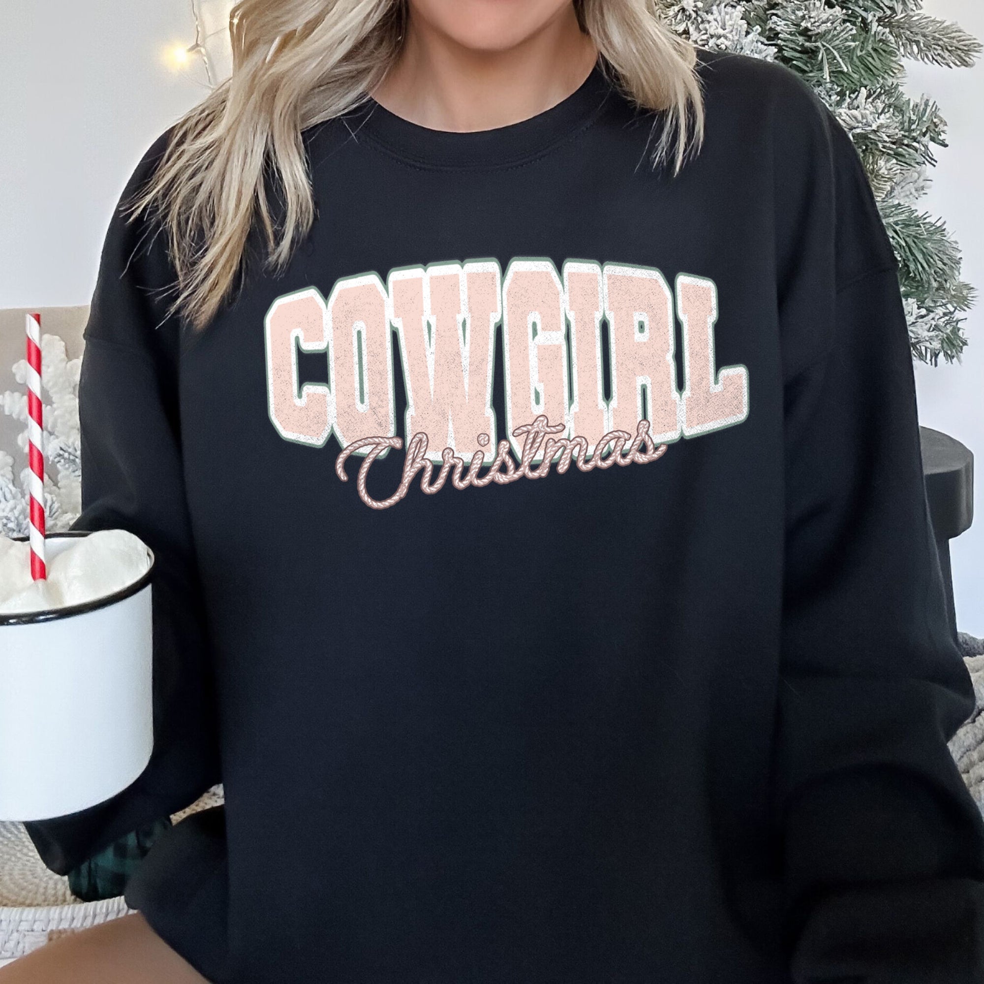 Cowgirl Christmas Retro Cozy Western Holiday Print Vintage Style Seasonal Sweatshirt