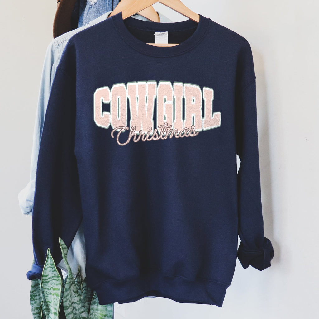 Cowgirl Christmas Retro Cozy Western Holiday Print Vintage Style Seasonal Sweatshirt