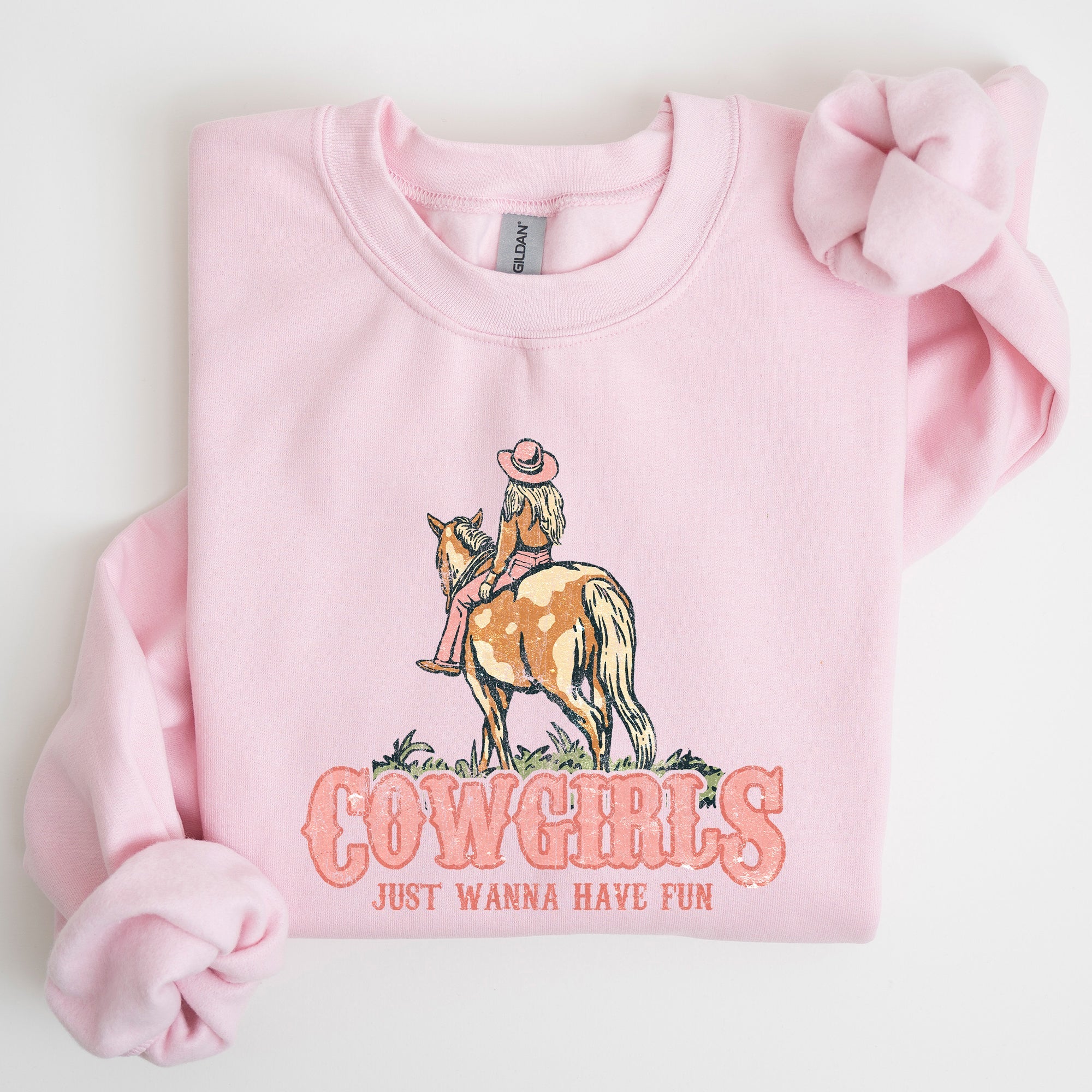 Cowgirl Just Want To Have Fun Western Horse Theme Vintage Inspired Ranch Life Cowgirl Spirit Sweatshirt