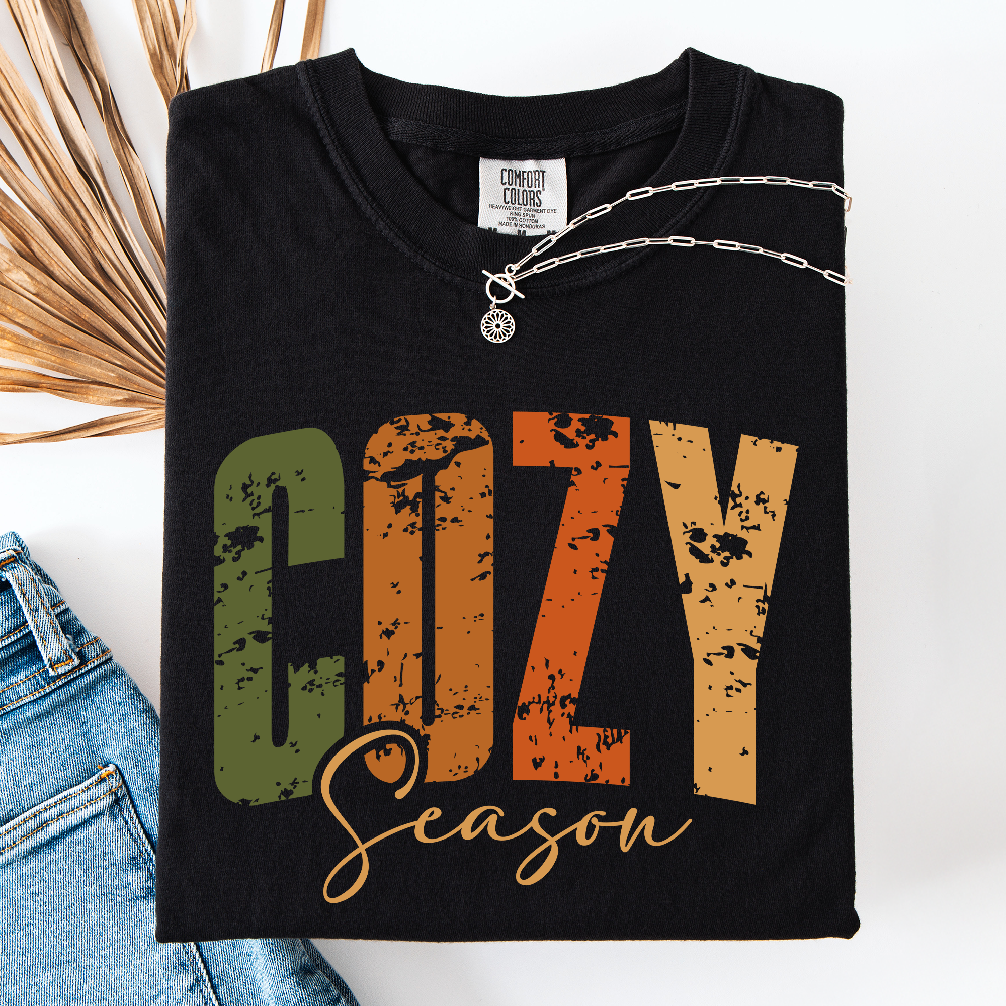 Cozy Season Fall Vibes Retro Varsity Autumn Pumpkin Comfort Colors Tee