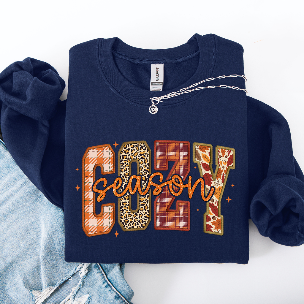 Cozy Season Patterns Fall Vibes Retro Varsity Pumpkin Floral Sunflower Halloween Autumn Sweatshirt
