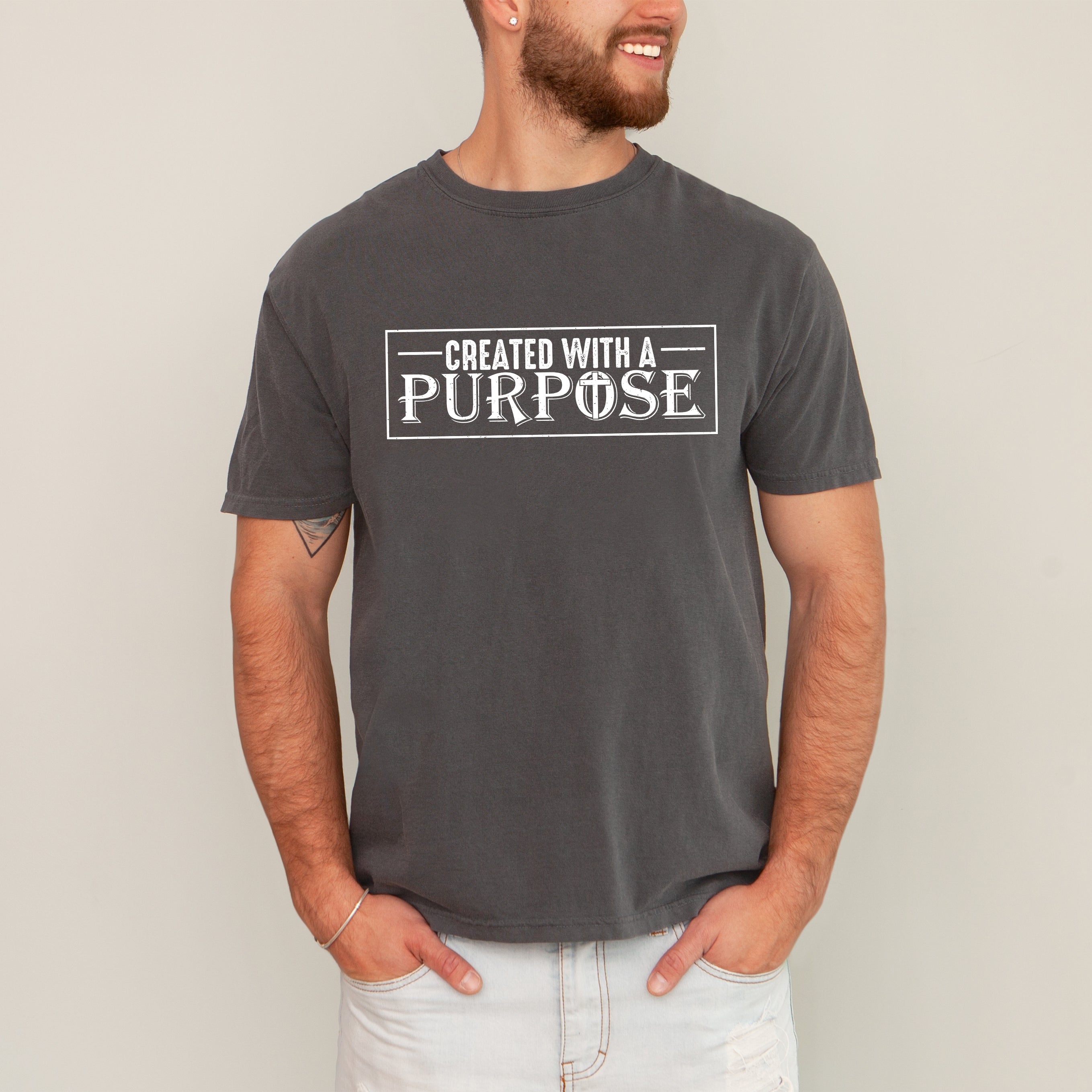Created With A Purpose Faith Christian Jesus Gospel Religious T-Shirt Comfort Colors Tee