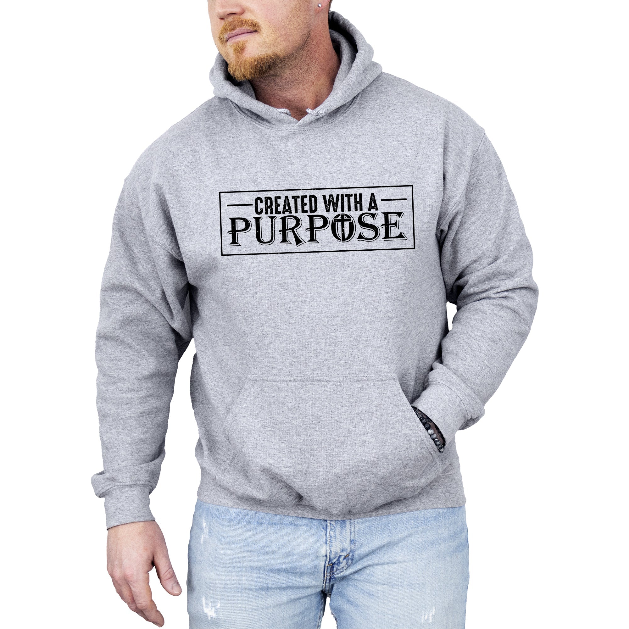 Created With A Purpose Faith Christian Jesus Gospel Religious Values Hooded Sweatshirt