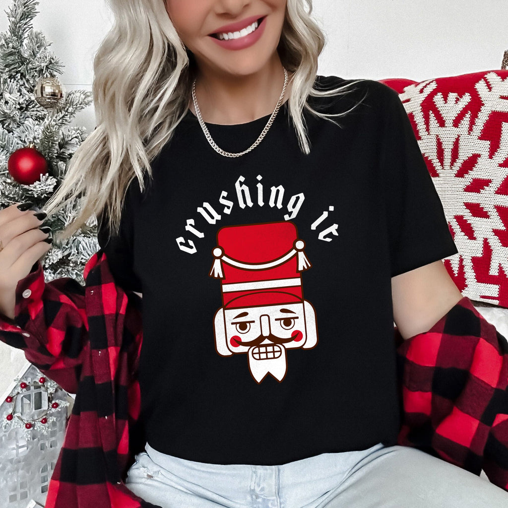 Crushing It Nutcracker Retro Christmas Keepsake Vintage Holiday Cheer Edition Graphic Tee