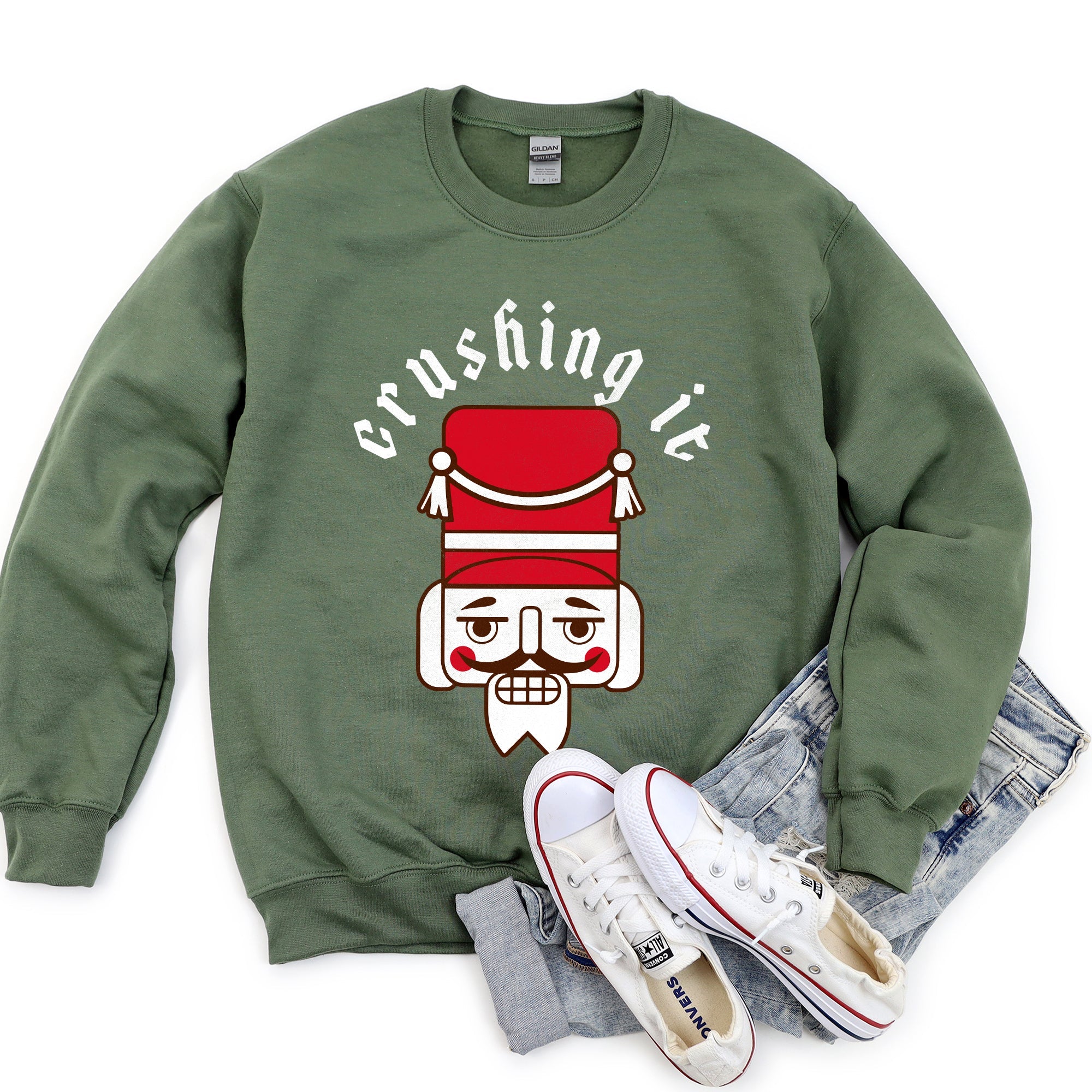 Crushing It Nutcracker Holiday Edition Cozy Fleece Graphic For Winter Style Sweatshirt