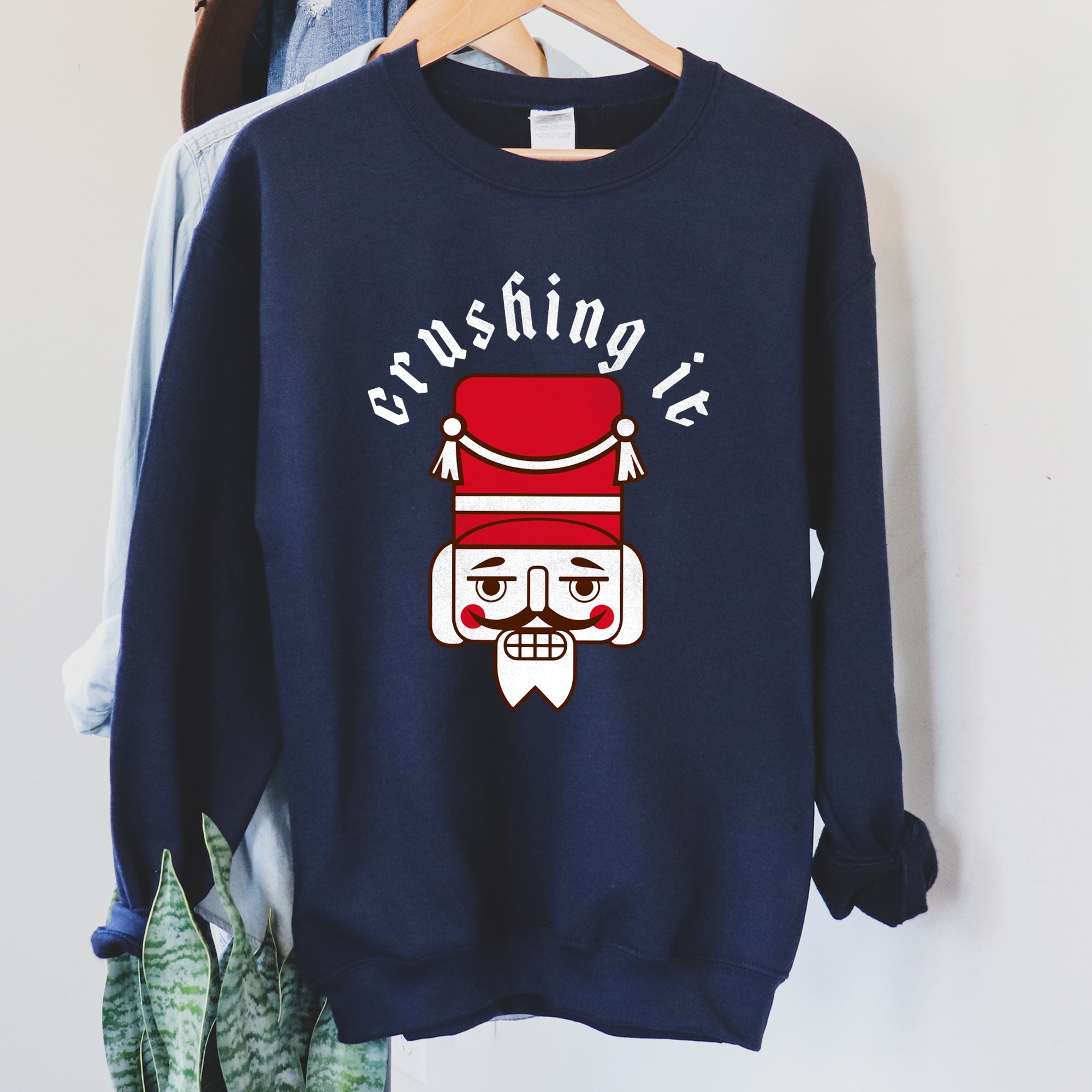 Crushing It Nutcracker Holiday Edition Cozy Fleece Graphic For Winter Style Sweatshirt