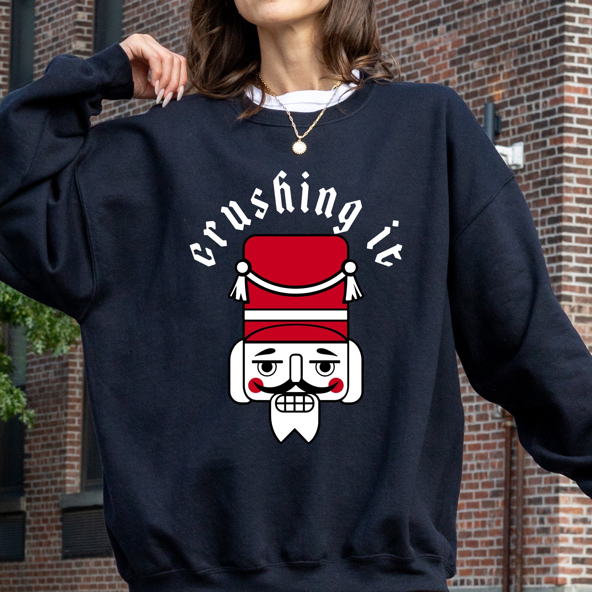 Crushing It Retro Nutcracker Christmas Ballet Winter Santa Xmas Holiday Edition Sweatshirt