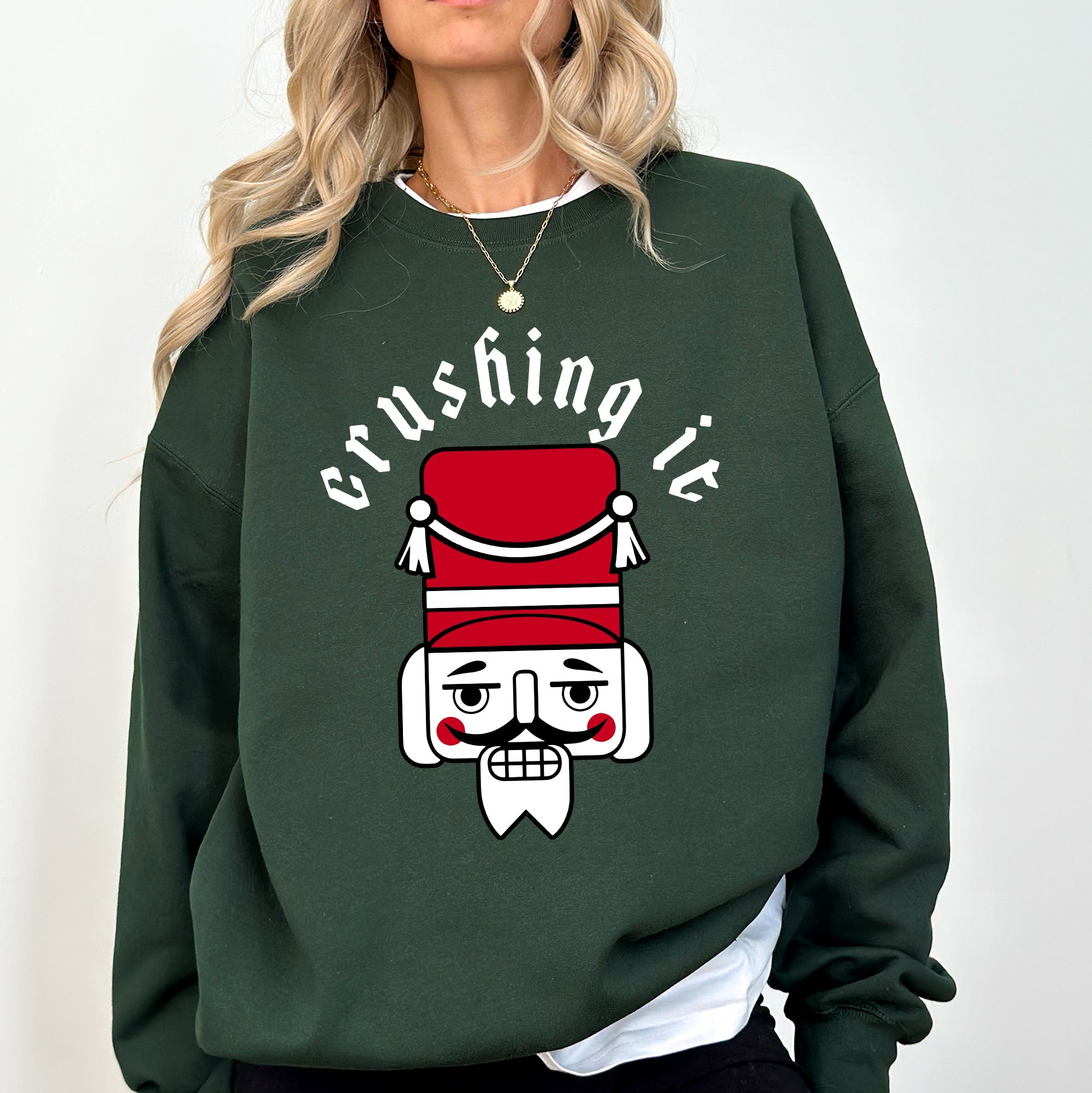 Crushing It Retro Nutcracker Christmas Ballet Winter Santa Xmas Holiday Edition Sweatshirt