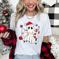 Cute Ghost Christmas Cozy Holiday Season Festive Nighttime Spooky Fun Soft Comfy Everyday Wear Graphic Tee