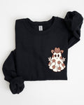 Cute Flower Ghost Cowboy Cowgirl Pocket Print Halloween Peace Western Style Sweatshirt