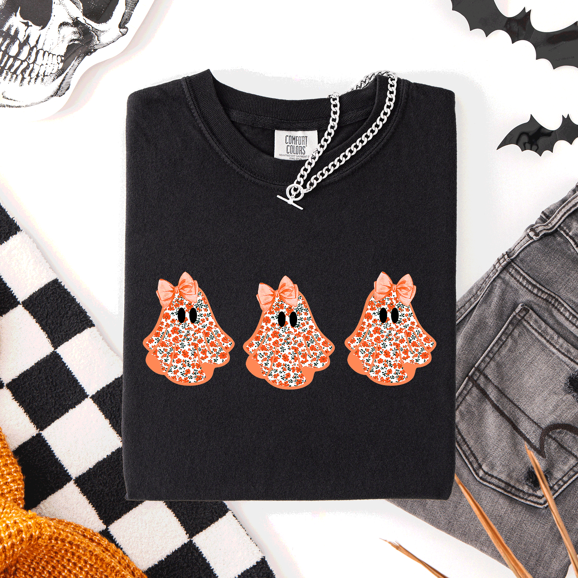 Cute Halloween Ghosts Pattern Coquette Night Parade Limited Edition Comfort Colors Tee