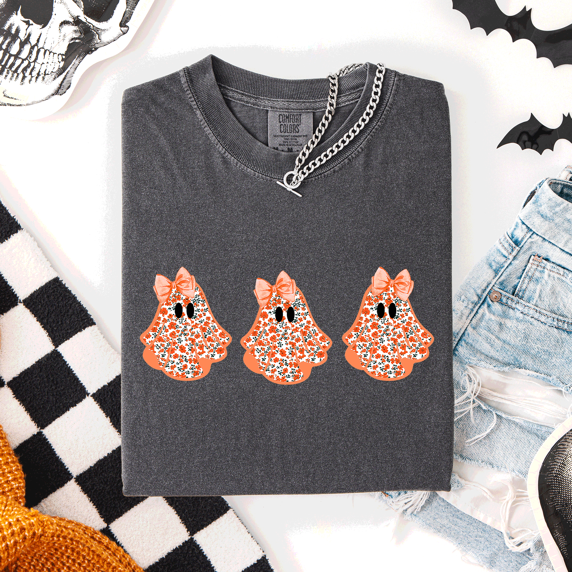 Cute Halloween Ghosts Pattern Coquette Night Parade Limited Edition Comfort Colors Tee