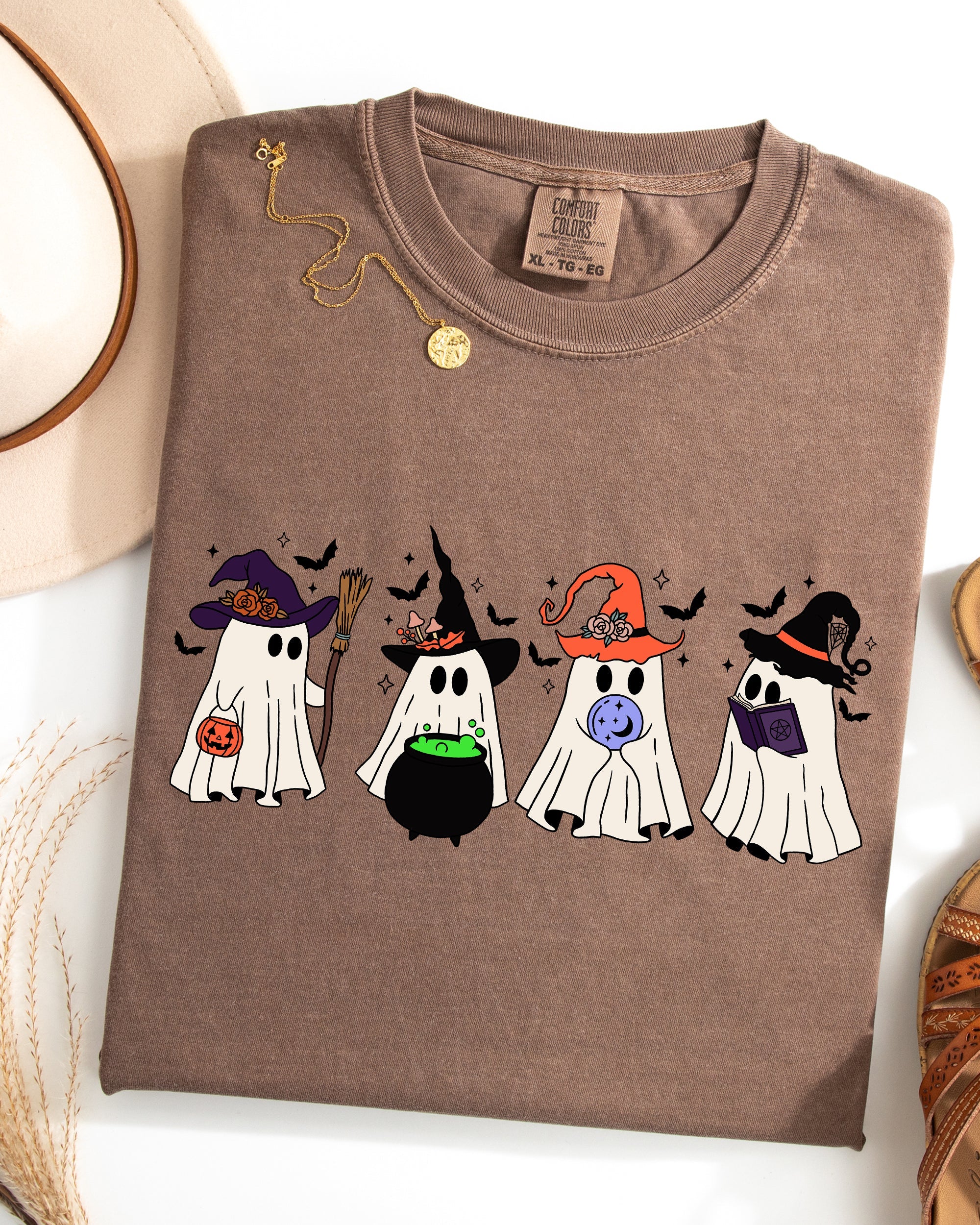 Cute Halloween Ghosts, Witches, Skeleton Halloween Fall Autumn Comfort Colors Tee