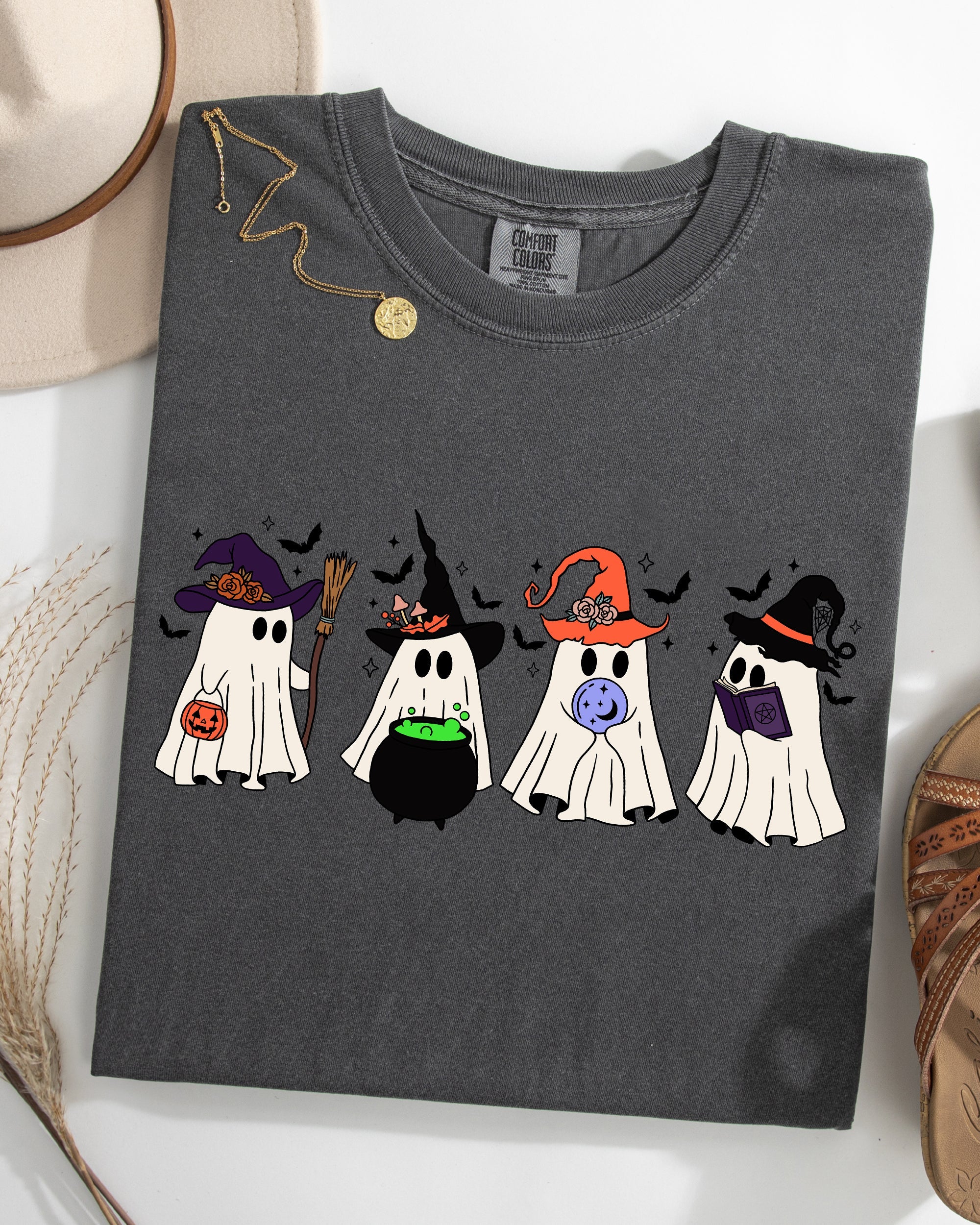 Cute Halloween Ghosts, Witches, Skeleton Halloween Fall Autumn Comfort Colors Tee