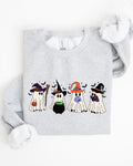 Cute Halloween Ghosts, Witches, Skeleton Spooky Season Ghostly Friends Illustration Sweatshirt
