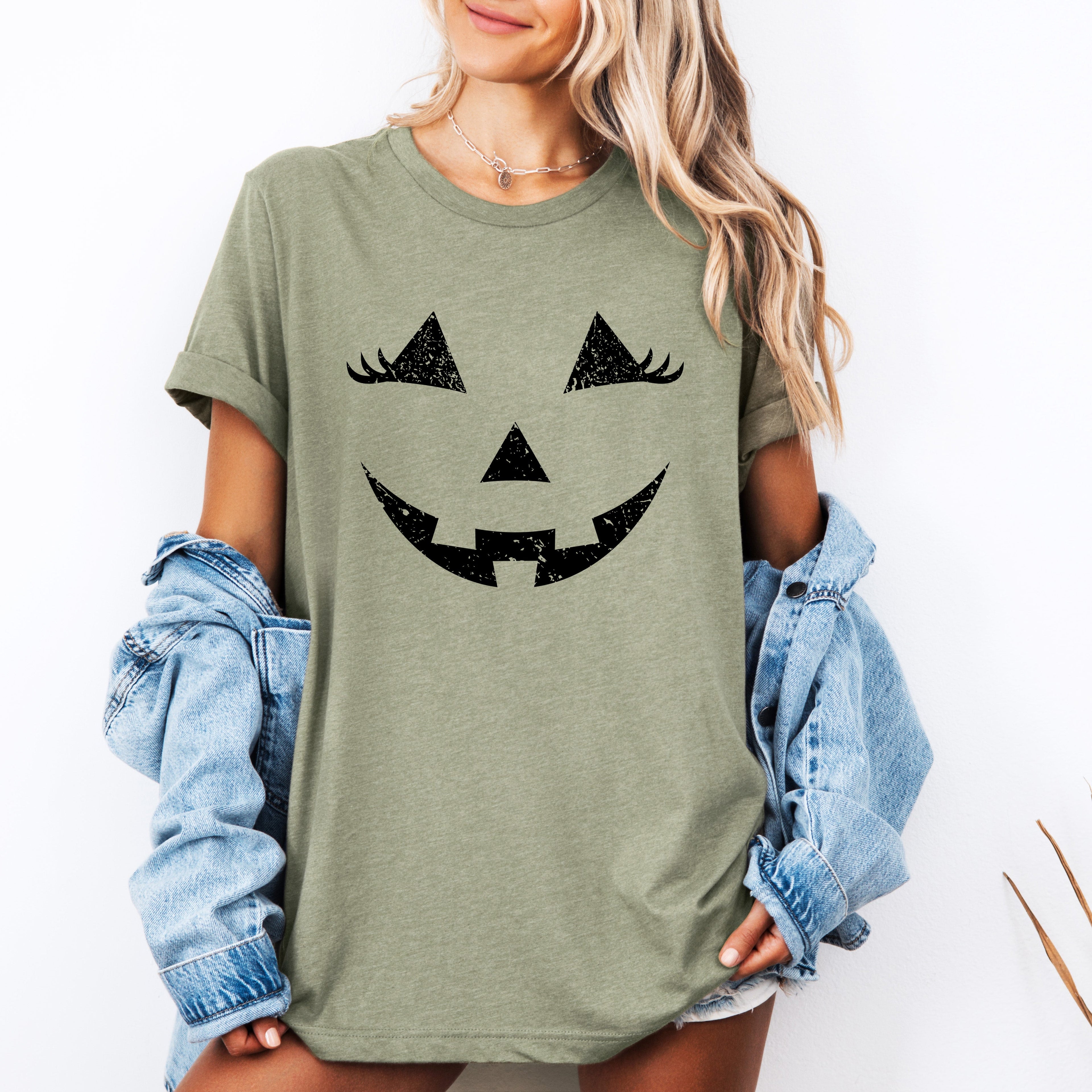 Cute Jack-O-Lantern Halloween Pumpkin Face Smiling Carved Grin With Whimsical Glow Graphic Tee