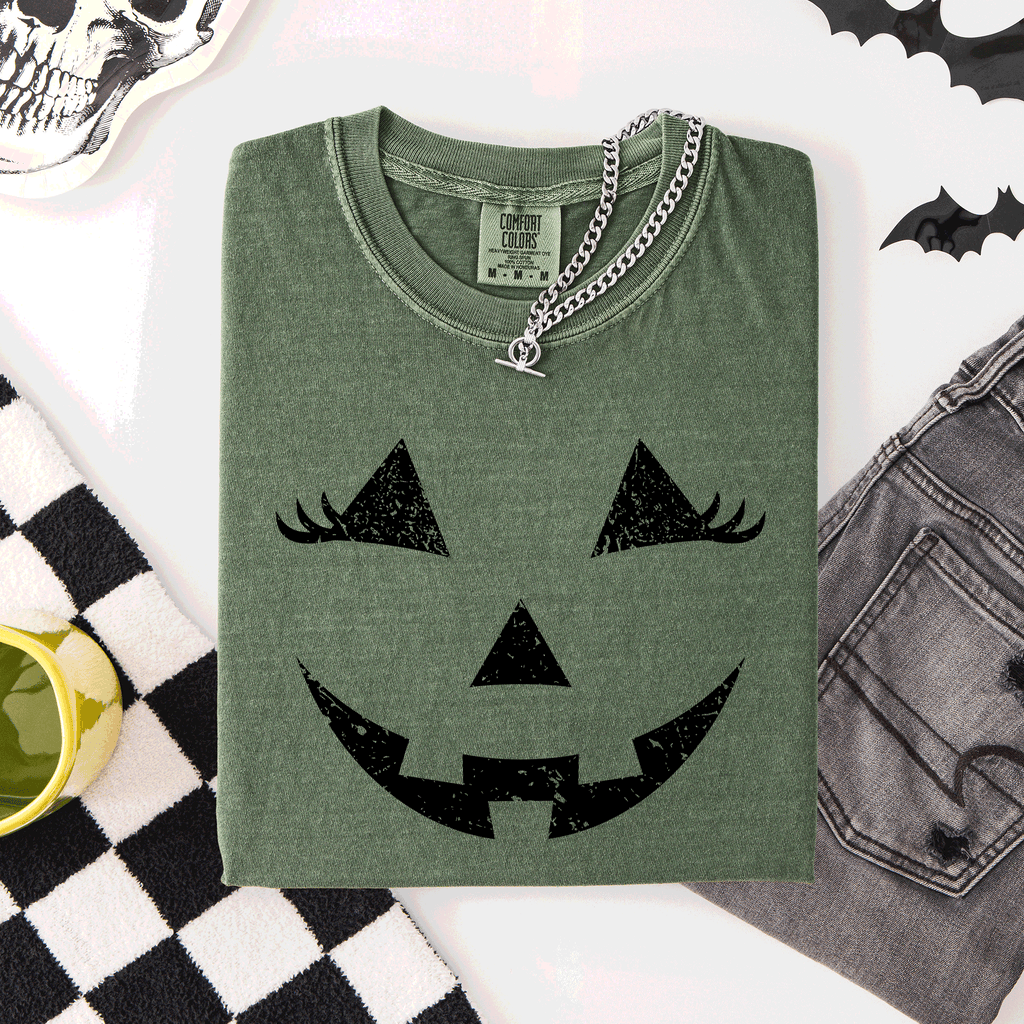 Cute Jack O Lantern Halloween Theme Cozy Silhouette Illustration Seasonal Colorful Edition Comfort Colors Tee