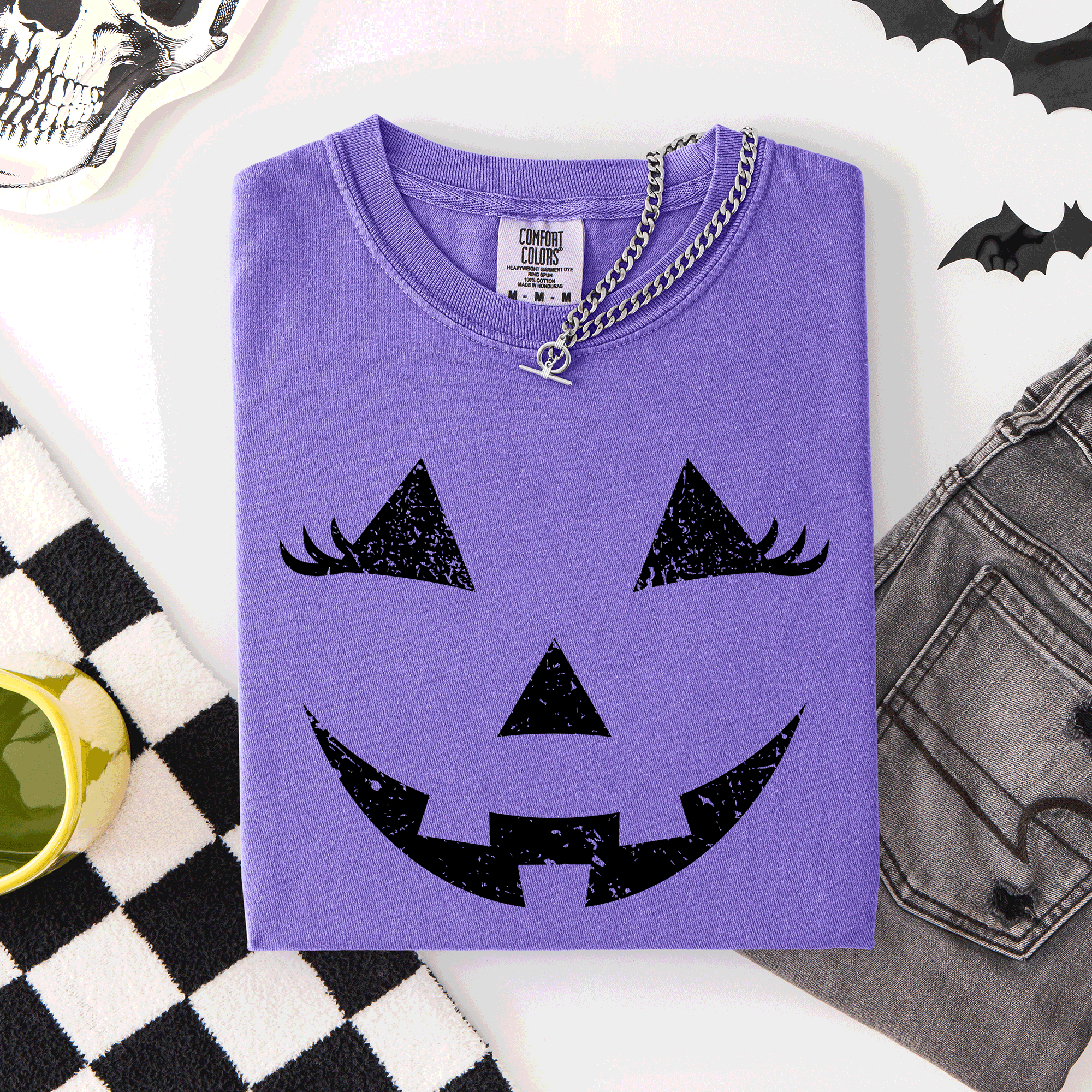 Jack O Lantern Halloween Cute Night Scene With A Playful Carved Pumpkin And Spooky Festive Vibes For Autumn Nights Comfort Colors Tee