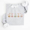 Cute Rabbits In A Row Easter Bunny Graphic Cozy Fleece Sweatshirt For Spring Season Comfort Wear