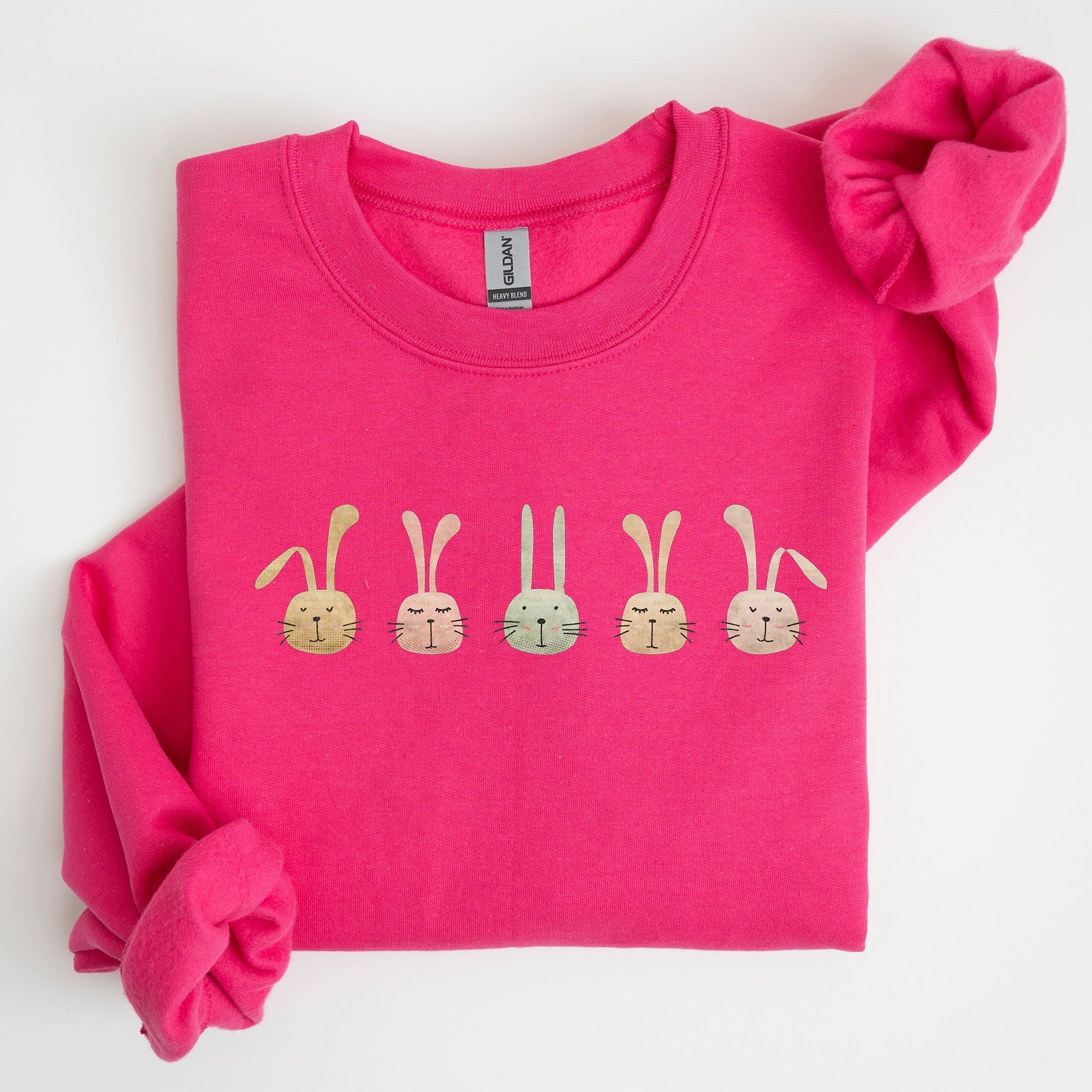 Cute Rabbits In A Row Easter Bunny Graphic Cozy Fleece Sweatshirt For Spring Season Comfort Wear