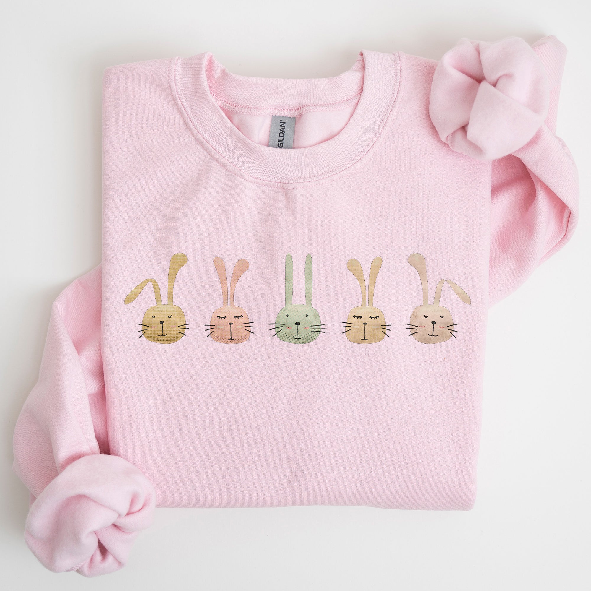 Cute Rabbits In A Row Easter Bunny Graphic Cozy Fleece Sweatshirt For Spring Season Comfort Wear