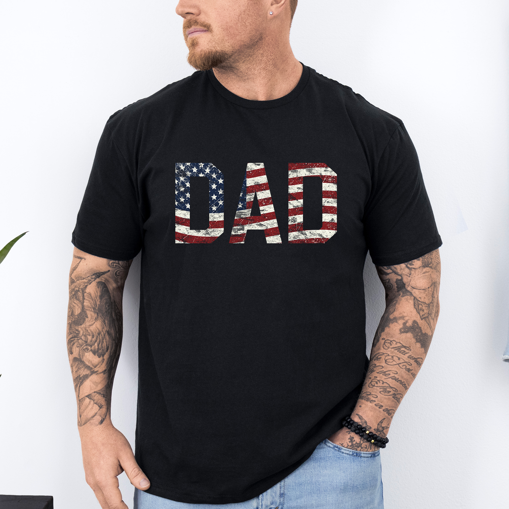 Dad Patriotic American Flag USA Pride Fourth Of July Soft Style Vintage Edition Proud Patriotic Dad Graphic Tee