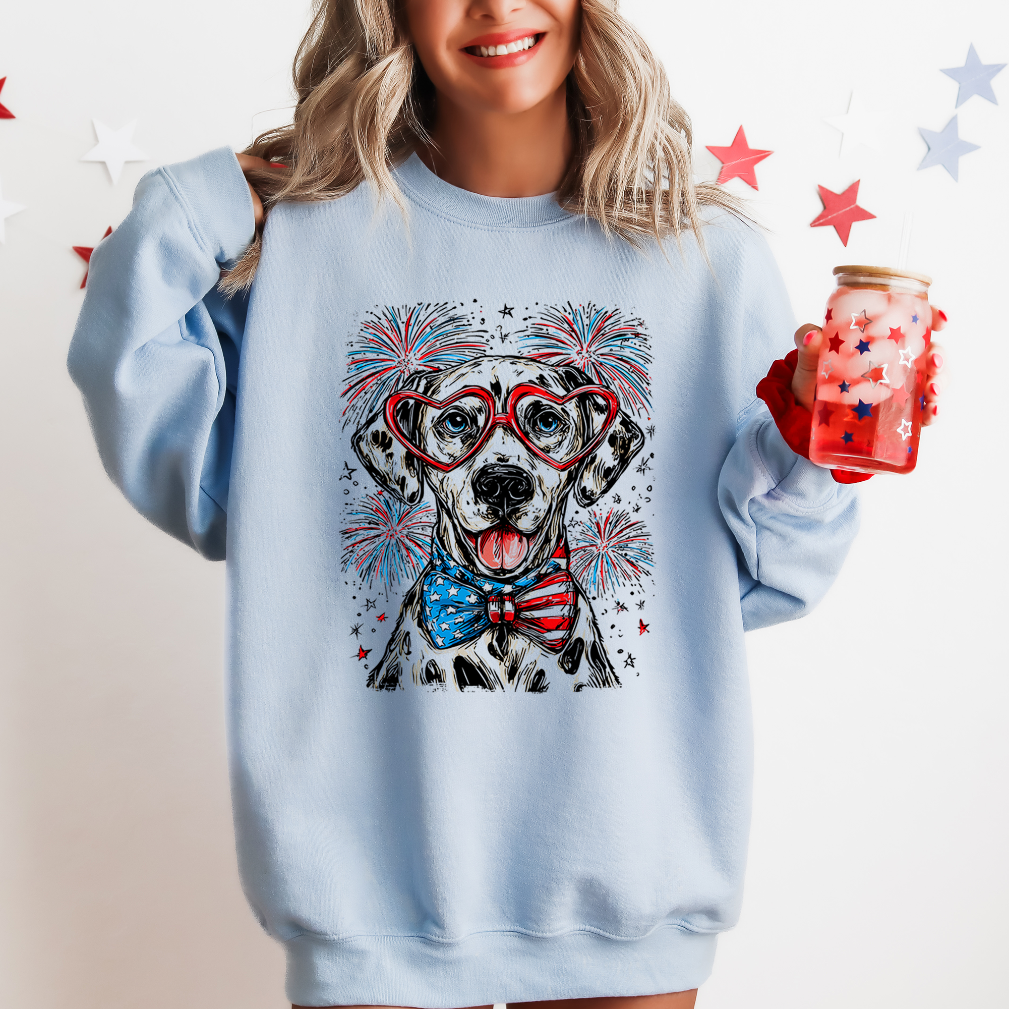 Dalmatian Patriotic Dog USA Celebration For Pet Lovers Fourth Of July Pride Sweatshirt