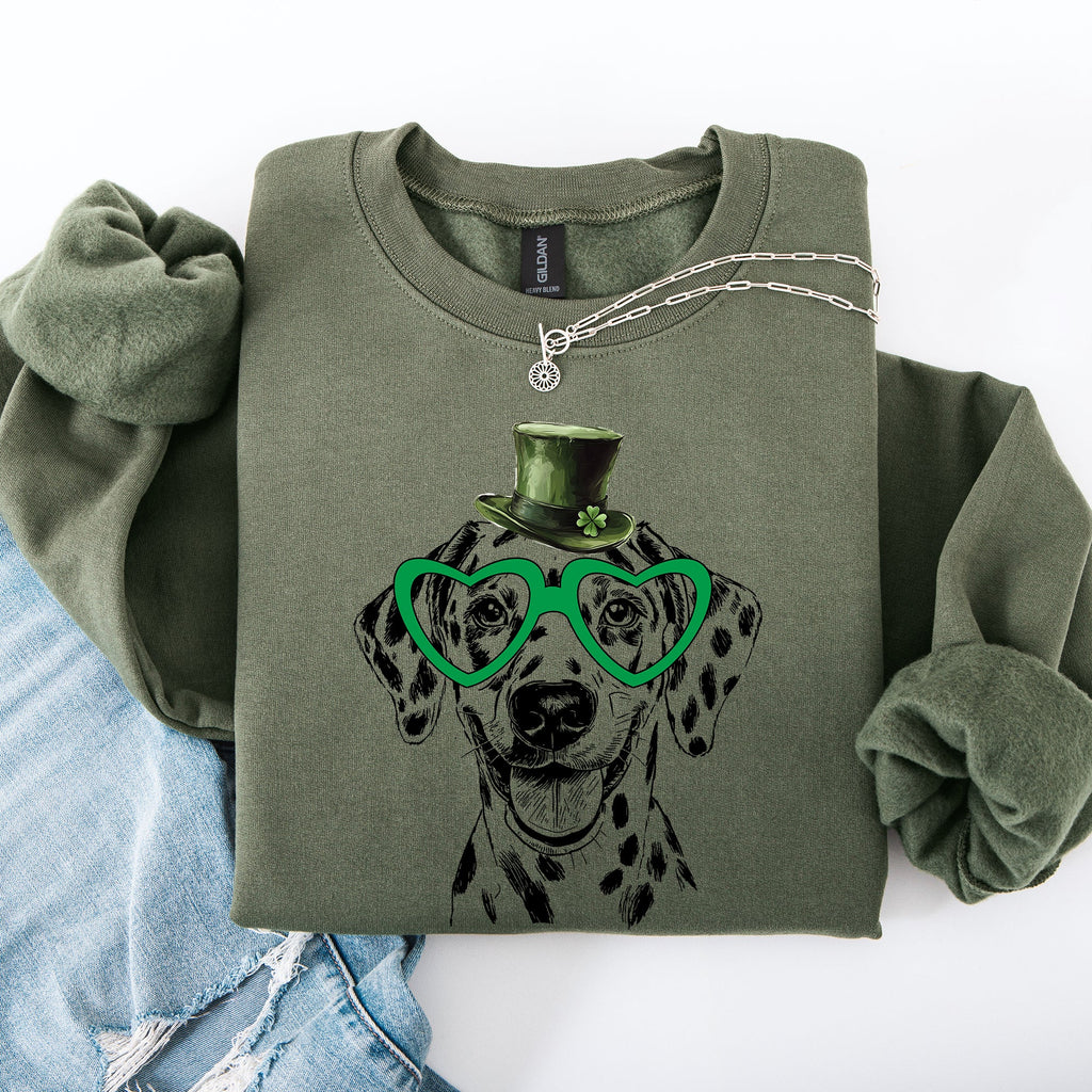 Dalmatian Adorable Dog St Patrick's Day Lucky Irish Charm Graphic Cozy Sweatshirt