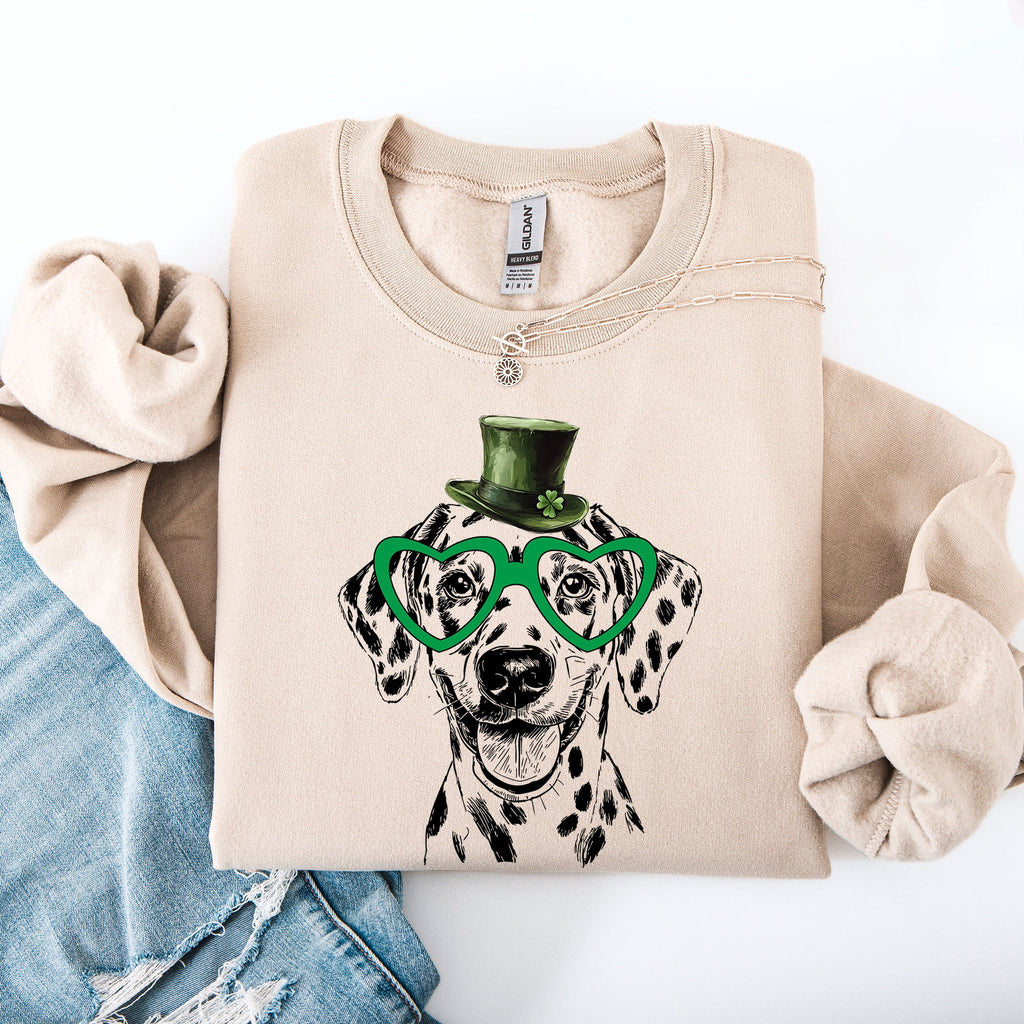 Dalmatian Adorable Dog St Patrick's Day Lucky Irish Charm Graphic Cozy Sweatshirt
