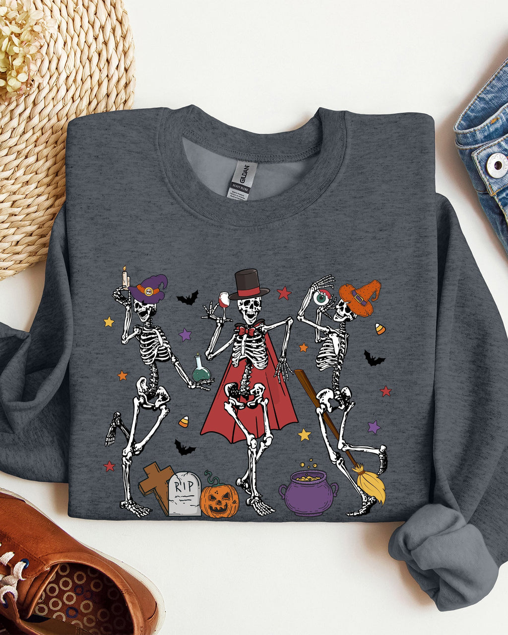 Dancing Skeleton Halloween Party Trick Or Treat Cute Fun Spooky Vibe Collective Sweatshirt