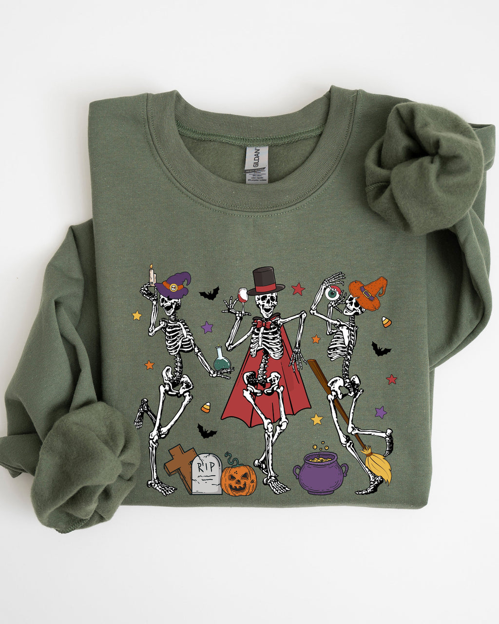 Dancing Skeleton Halloween Party Trick Or Treat Cute Fun Spooky Vibe Collective Sweatshirt